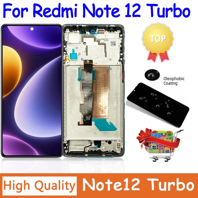 

6.67''AMOLED New For Xiaomi Redmi Note 12 Turbo LCD Touch Screen Digitizer Assembly For Redmi Note12Turbo Display With Frame