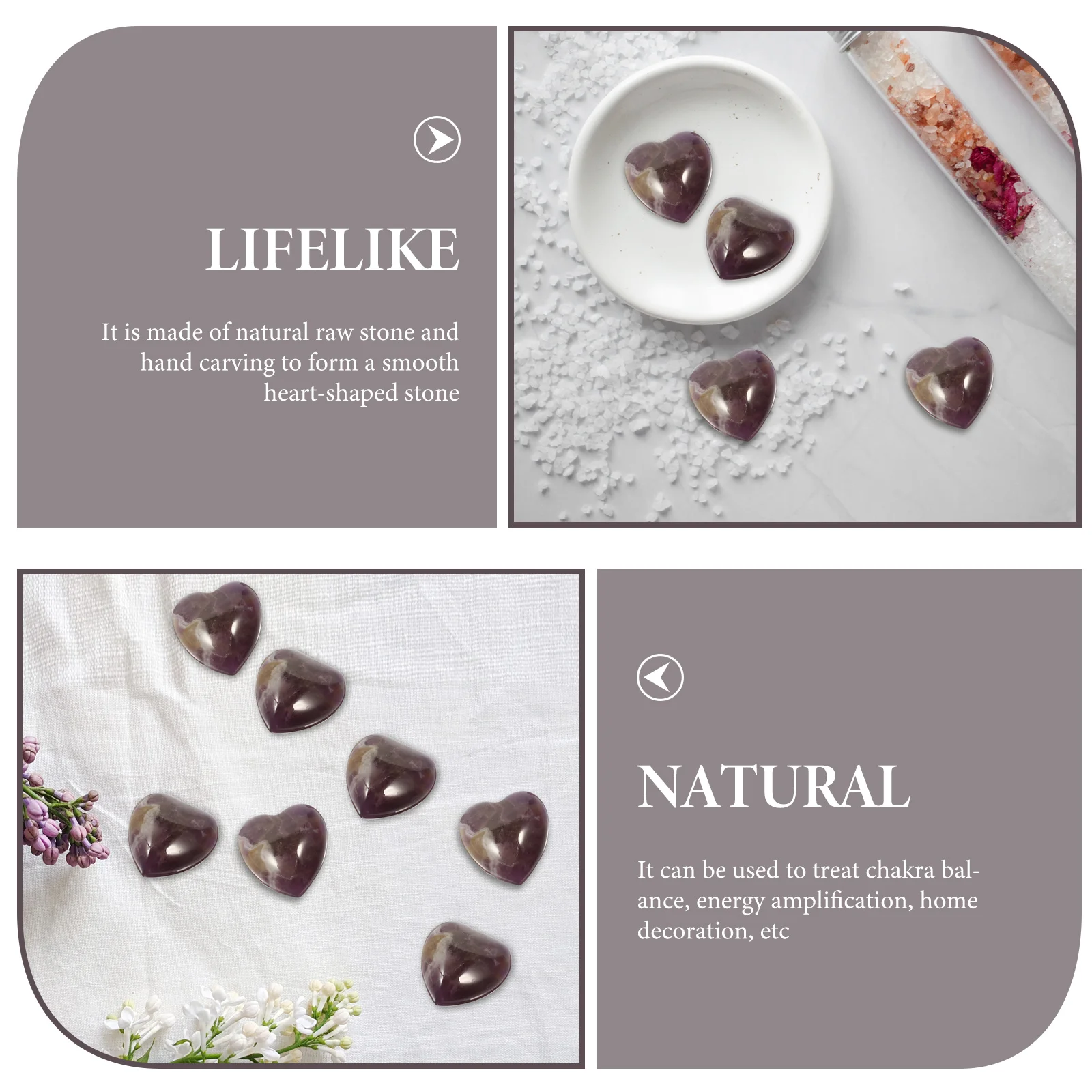 

10 Pcs Office Desk Decor Natural Crystal Stone Adorn Multi-function Stones for Table Purple