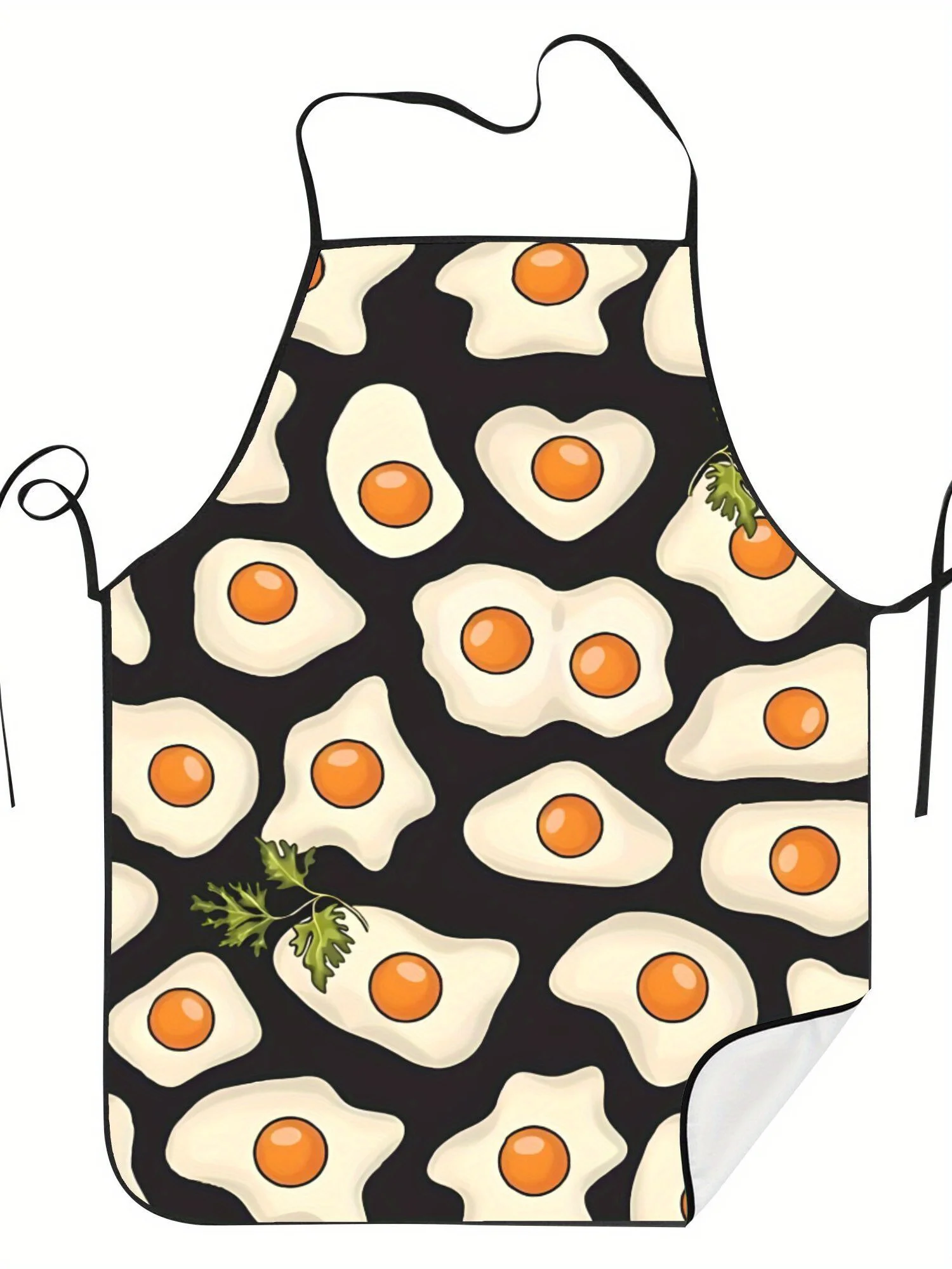 Fried Egg Print Retro Apron, Durable & Easy To Clean, Adult Kitchen Work Apron