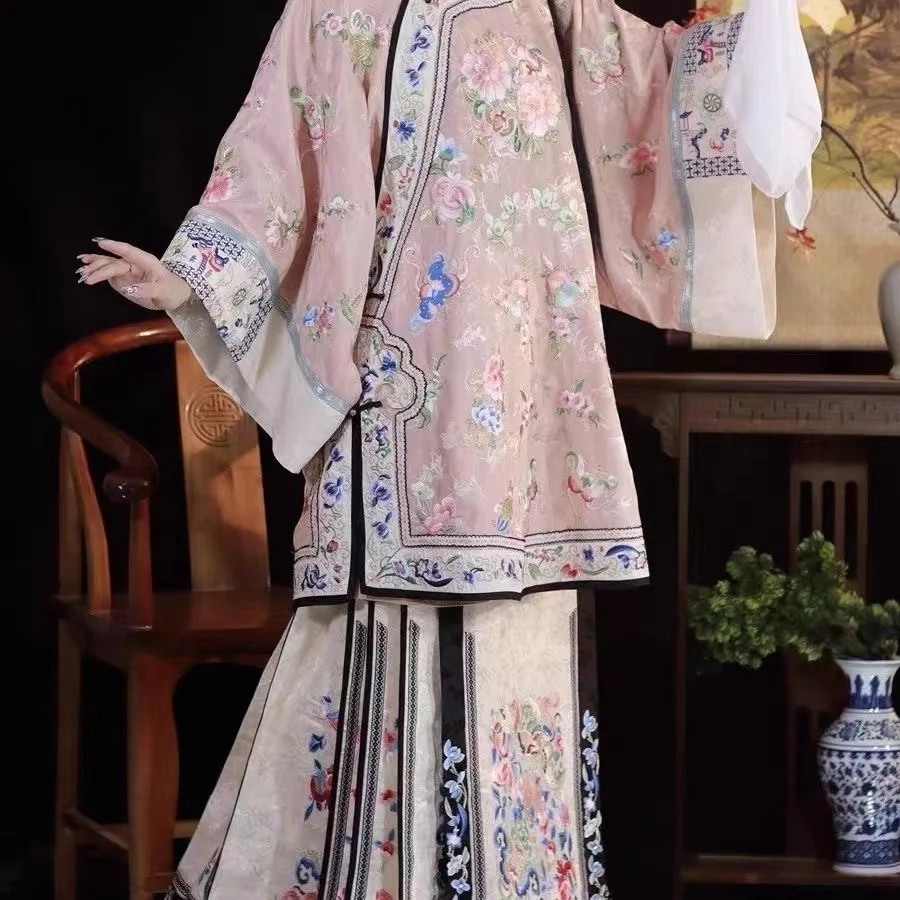 

Classic Qing Dynasty Ethnic Clothing Heavy Industry Printing Han Women's Hanfu Horse Face Skirt Girls Classic Summer Thin