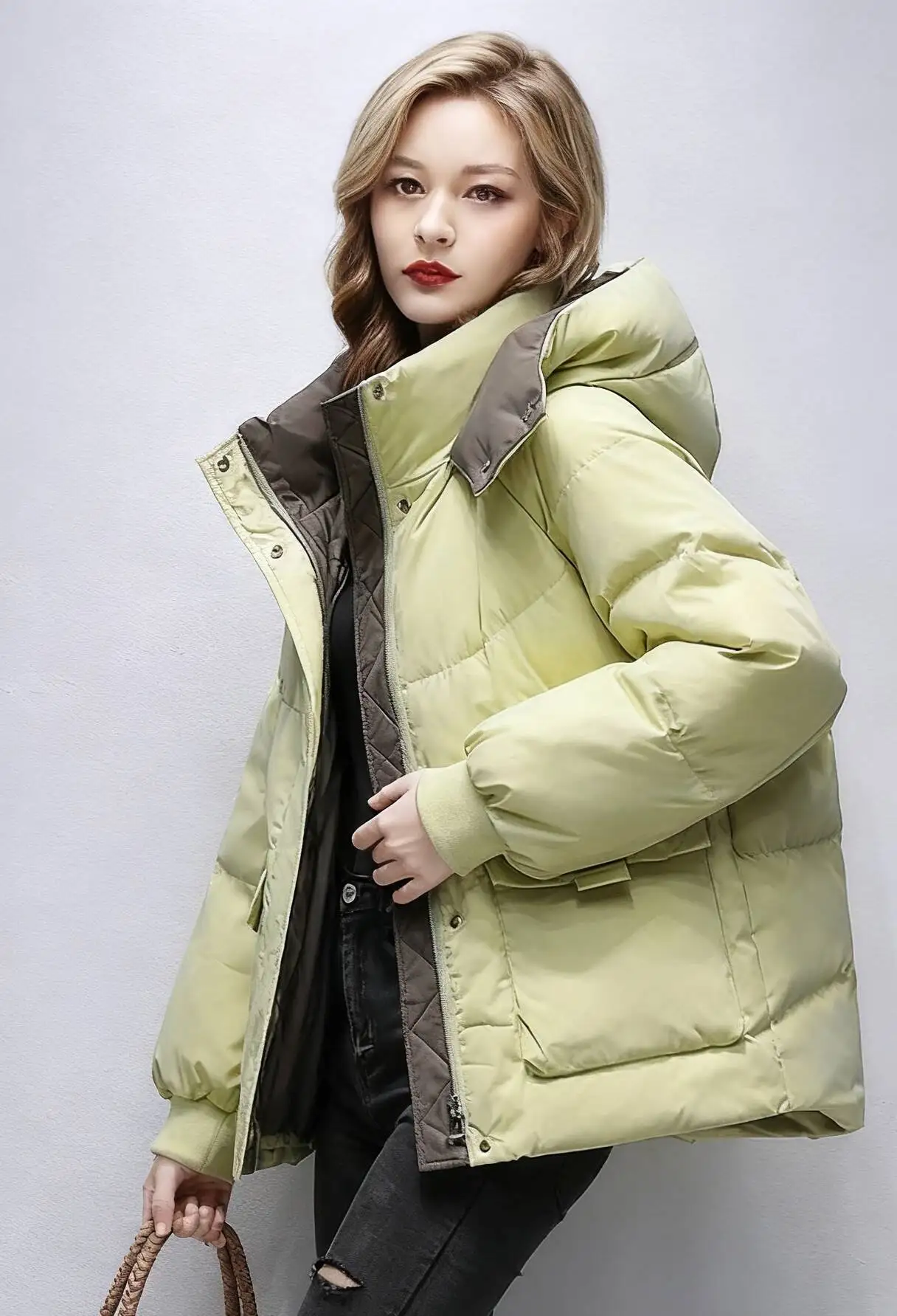 

Parkas Womens Real Rabbit Fur Winter Corduroy Ribbed Long Maxi Buttoned Pleated Piped Flap-Pocket Gathering Sashes Homewear 2025