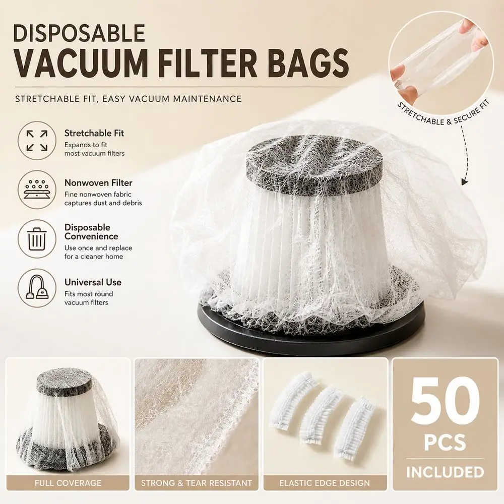 Nonwoven Fabric Vacuum Cleaner Filter Bags Dust Filtering Universal Fit Vacuum Filter Covers Disposable White