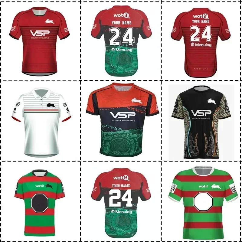 South Sydney Rabbitohs Red Training Rugby Jersey, Nome personalizado e número, tamanho do número, 2024