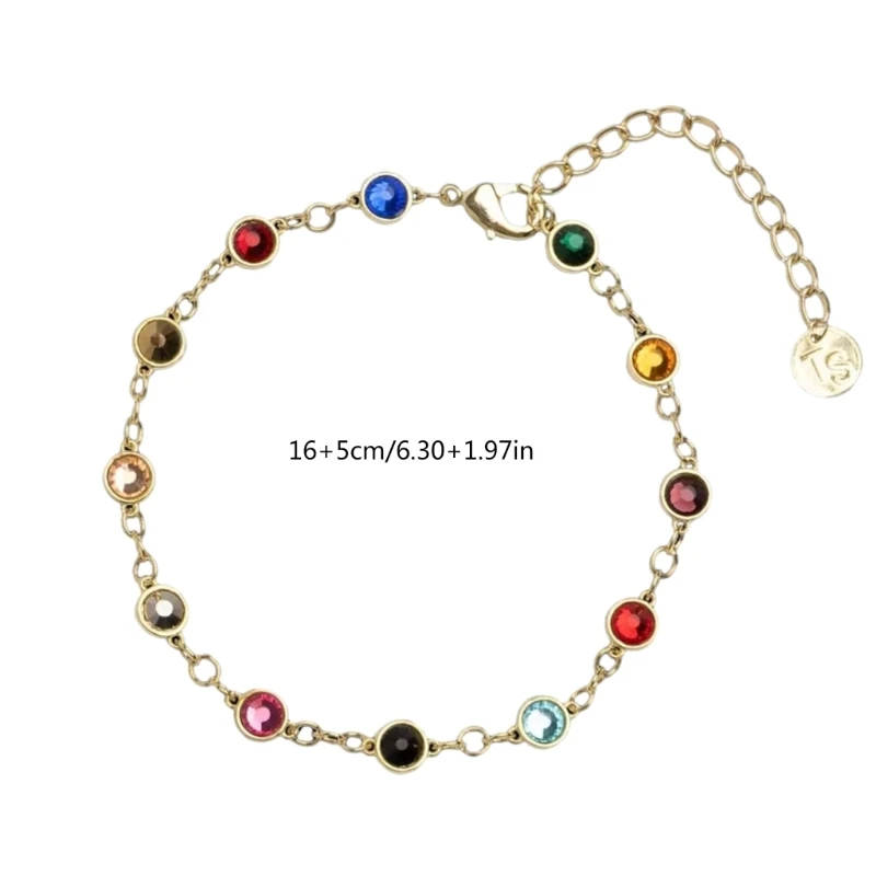 الملونة مرصع بالجواهر سوار شعبية T S الفولاذ المقاوم للصدأ الإسورة للنساء 12 أحجار الميلاد قوس قزح كريستال سلسلة مجوهرات