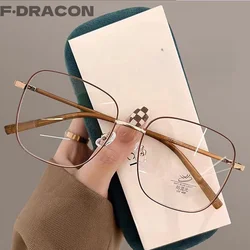 F·DRACONMetal Eyeglass Frame Ultra Light Square Large Frame Women's Eyeglass Frame Ultra Light Optical Prescription Glasses00143