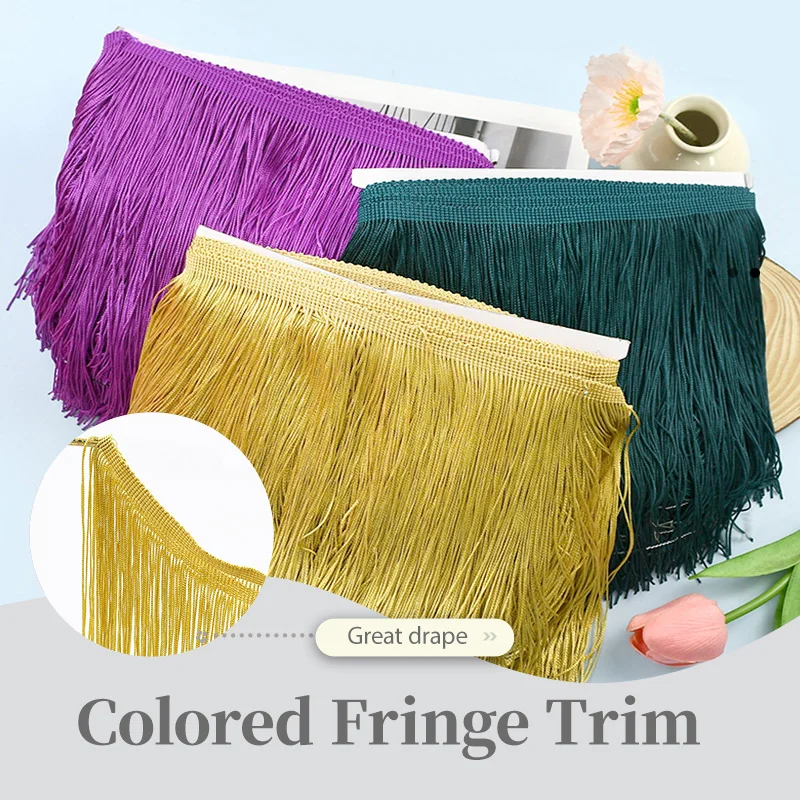 

20cm 2/5M Polyester Tassel Latin Dance Dress Clothing Accessories Tassels Curtains Trimming Fringes Pillow Decor Lace DIY Sewing