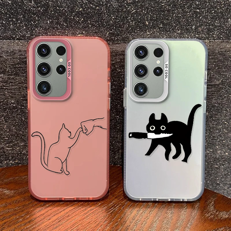 

The Black Cat Reading For Samsung S22 Plus 21 23 24 FE S25 Ultra Note 20 Ultra M31 15 F23 5G Colorful Silver Phone Case