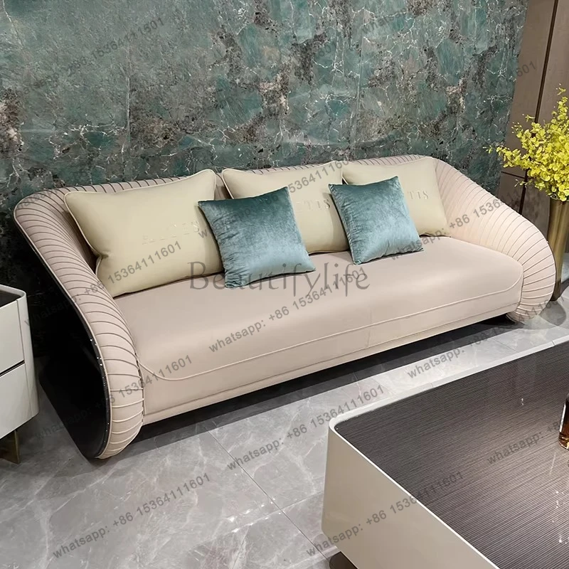 Italian light luxury leather living room series high-end villa furniture sofa