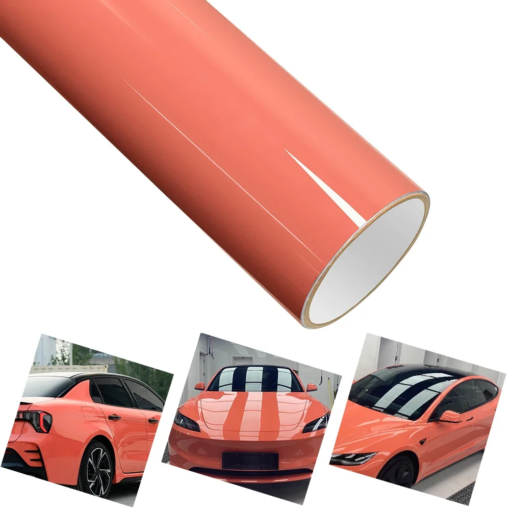 

Car PET Platinum Coral Orange Vinyl Wrapping Film Waterproof Scratch Resistant Stickers for Auto Motorcycle Body Decals Stickers