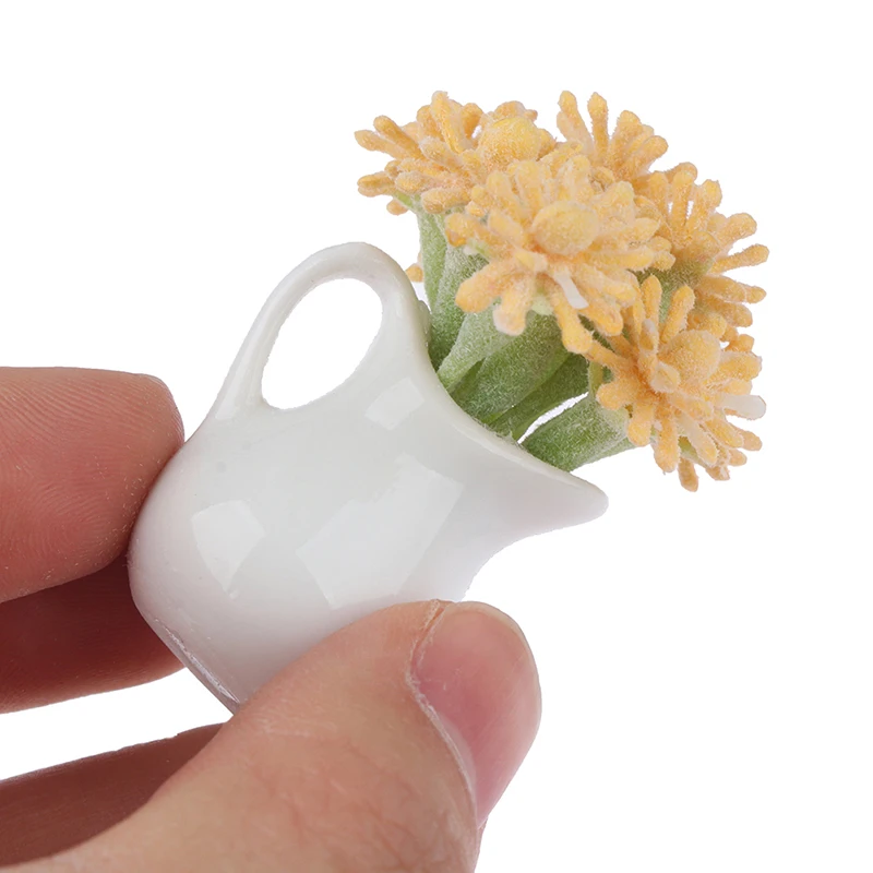 1:12 casa de bonecas em miniatura flores vaso flor em garrafa de leite móveis acessórios para casa boneca decoração crianças brinquedos presente