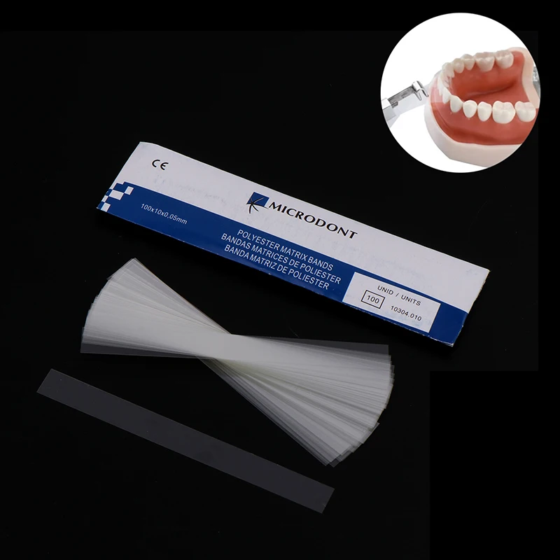 Bandes de Matrice Dentaire en Polyester, Retenue de Matrice en Acier Inoxydable, Bandes de Matrices Transparentes Adaptées au Remplissage des Dents Détachées, Consommable de Dentiste