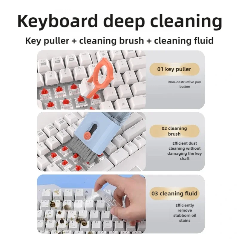 مجموعة تنظيف متعددة الوظائف مطورة لسماعات الأذن، قلم تنظيف لسماعات الأذن، تنظيف لوحة المفاتيح، تنظيف الكمبيوتر