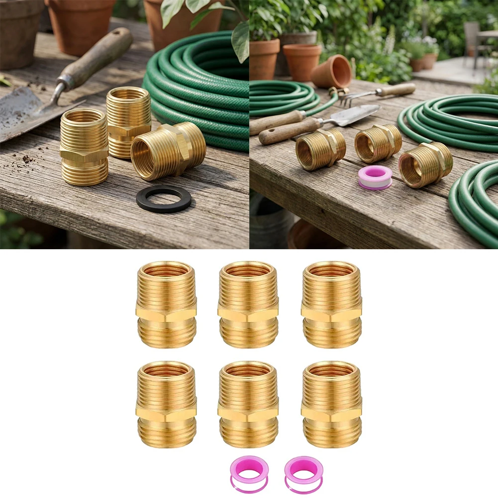 Brass 3/4 Inch GHT-Male To 1/2 Inch NPT Male Hose Adapter Connector Leak-Proof Garden Watering Fitting For Plumbing Irrigation