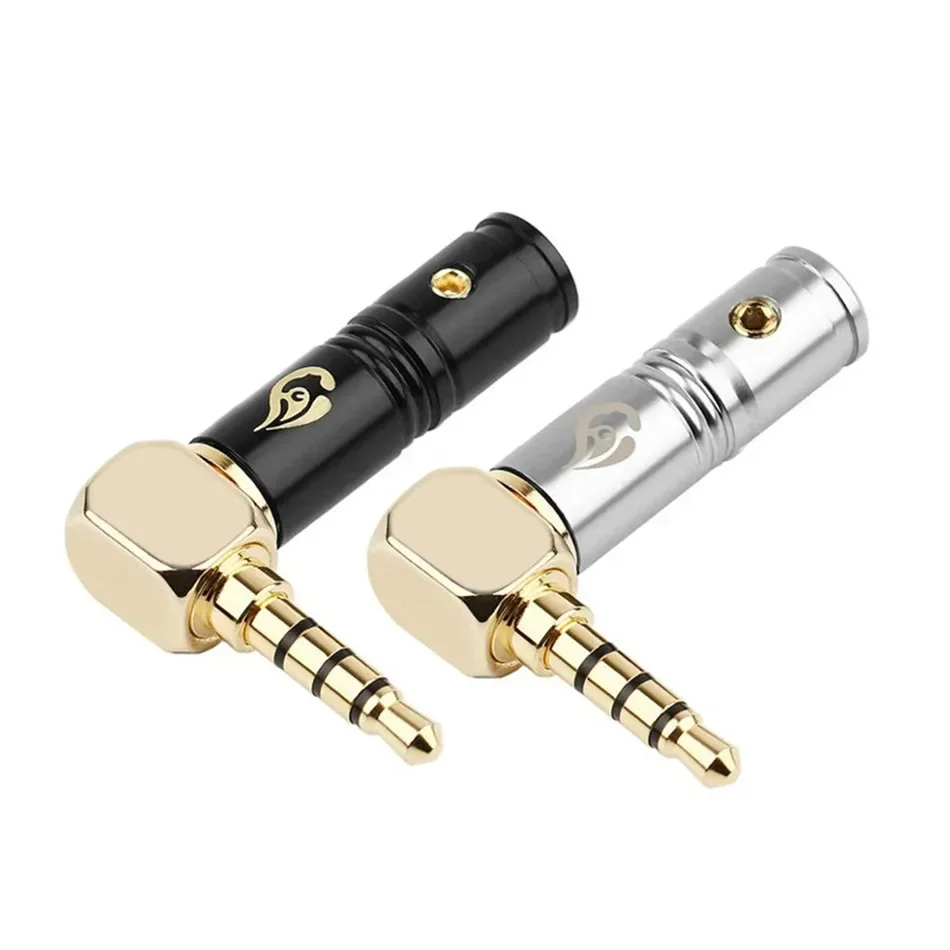 3.5mm Jack 4 polacy wtyk Audio 90 stopni kątowy słuchawki Splice Adapter słuchawki hi-fi Terminal lutowane złoto platerowane złącze