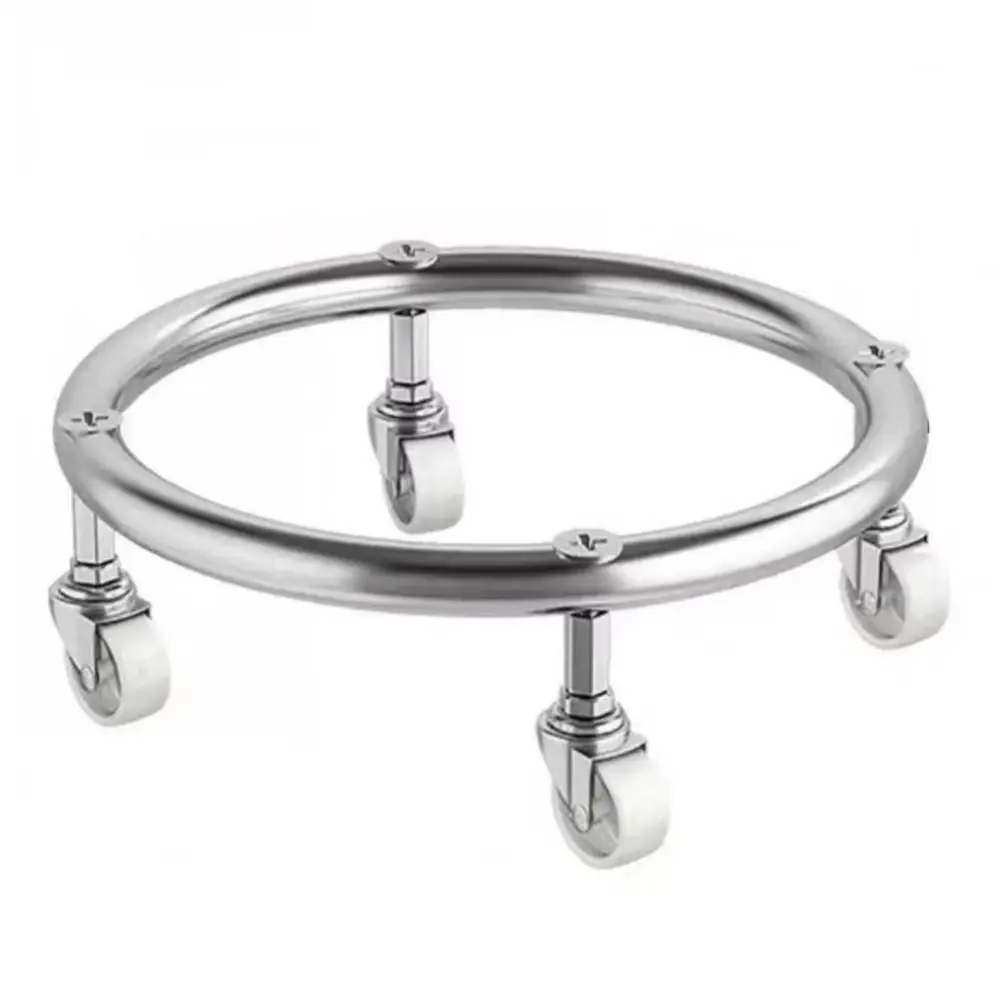 الفولاذ المقاوم للصدأ اسطوانة زجاجة الغاز المحمول قوس يمكن البليت قاعدة لوحة المنقولة عجلات اسطوانة حامل الهاتف المحمول عجلات العجلات #4