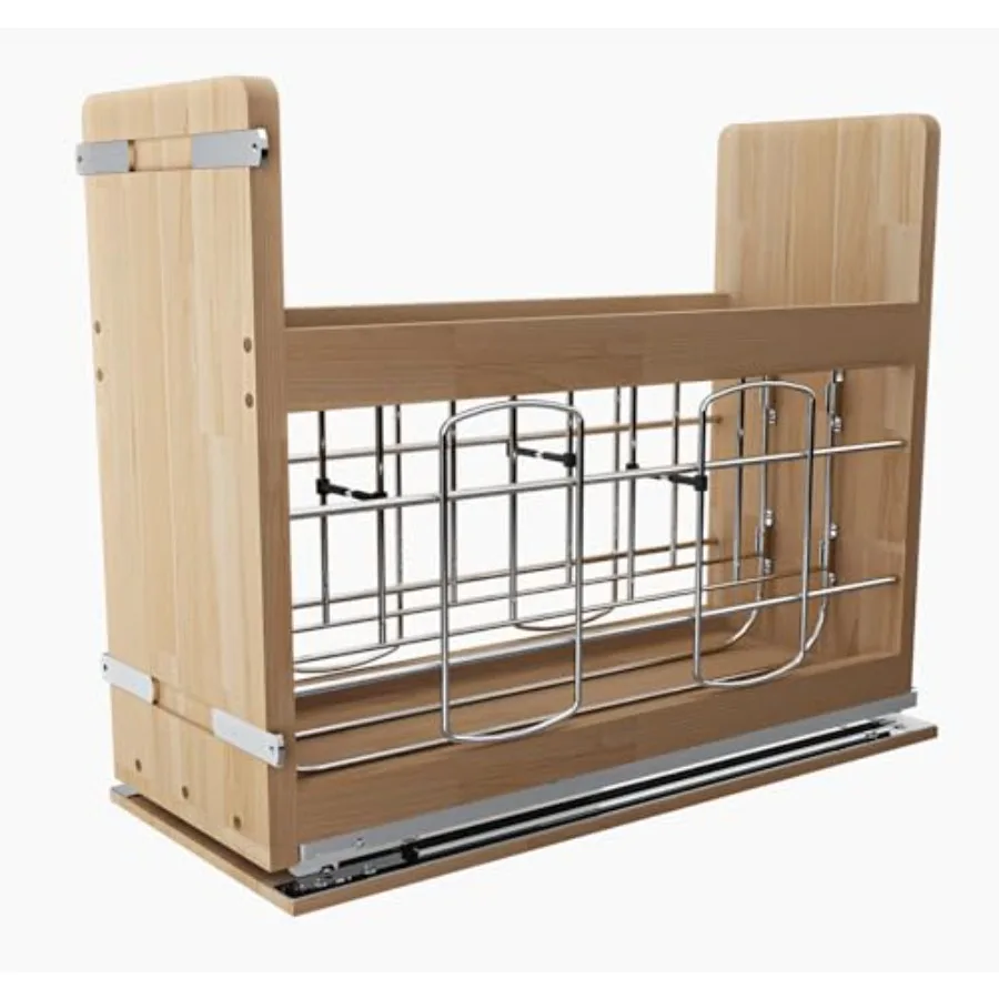 

5 * 22 in Pull Out Cabinet Organizer Pull Out Wooden Bakeware Organizer Shelf for Base Kitchen Cabinets Heavy Duty Cabi