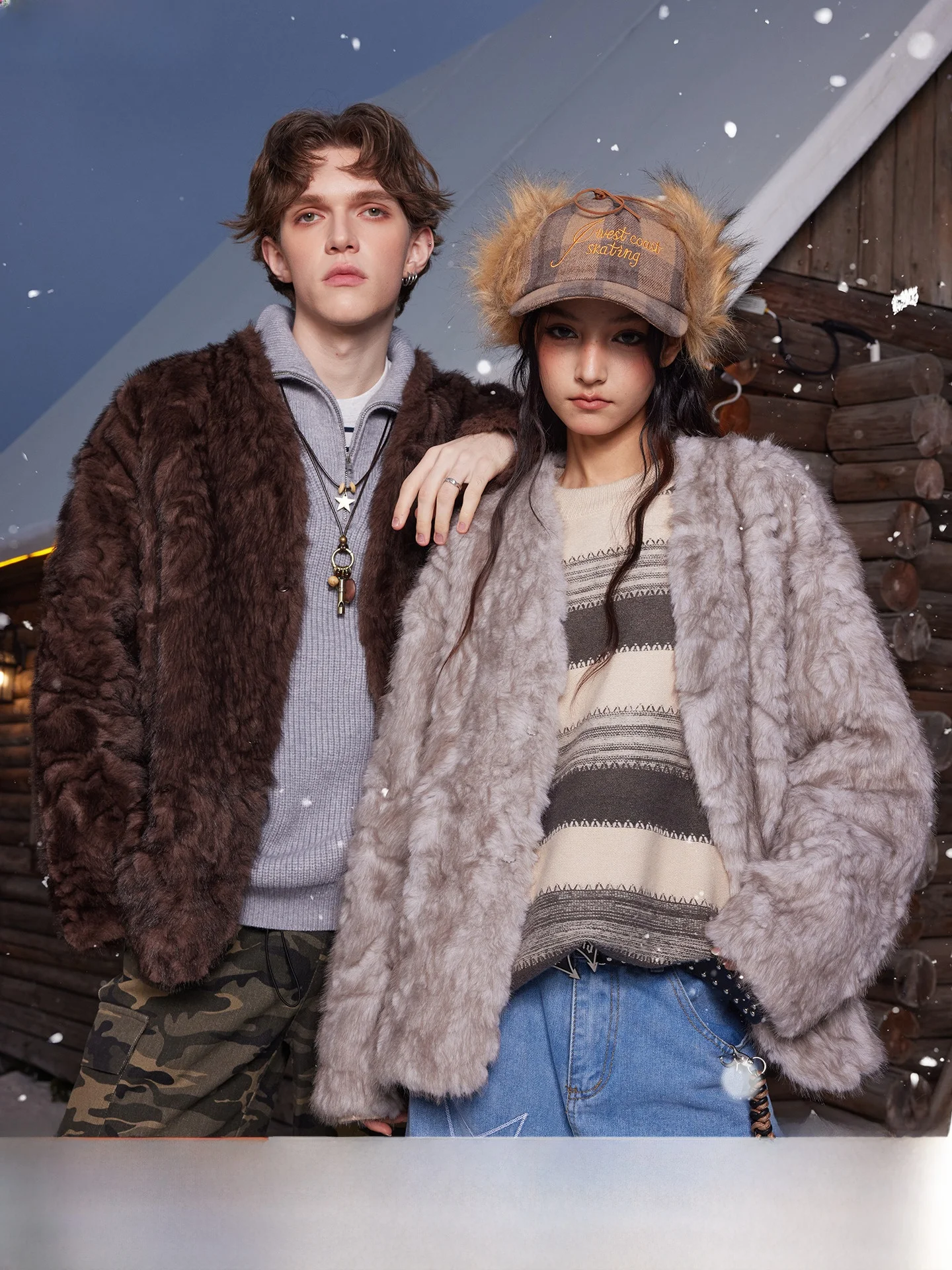 

Manyston American Sle Trendy Brand Men's Lazy Sle Fur Plu Jaet Теплая верхняя одежда Зимнее пальто Свободного покроя Long Sve Polye...