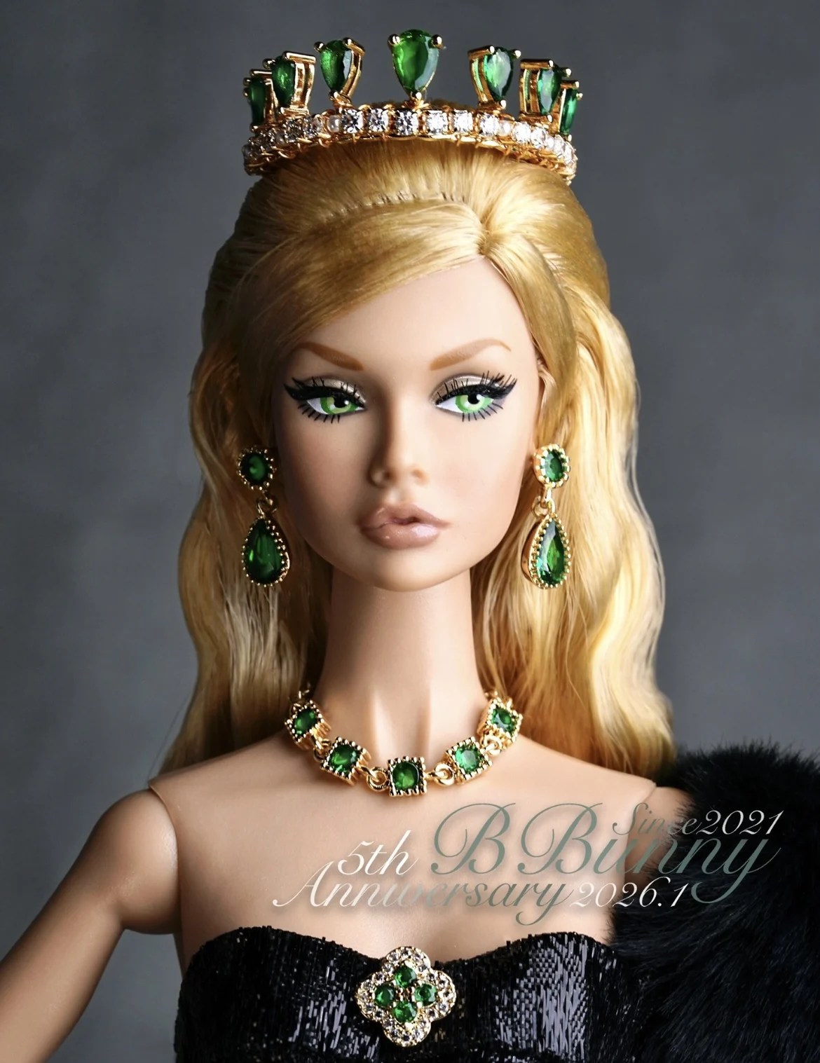Doll jewelry emerald 1 6 scale dolls accessories tiara, earring, necklace, bracelet, brooch, ring  free shipping