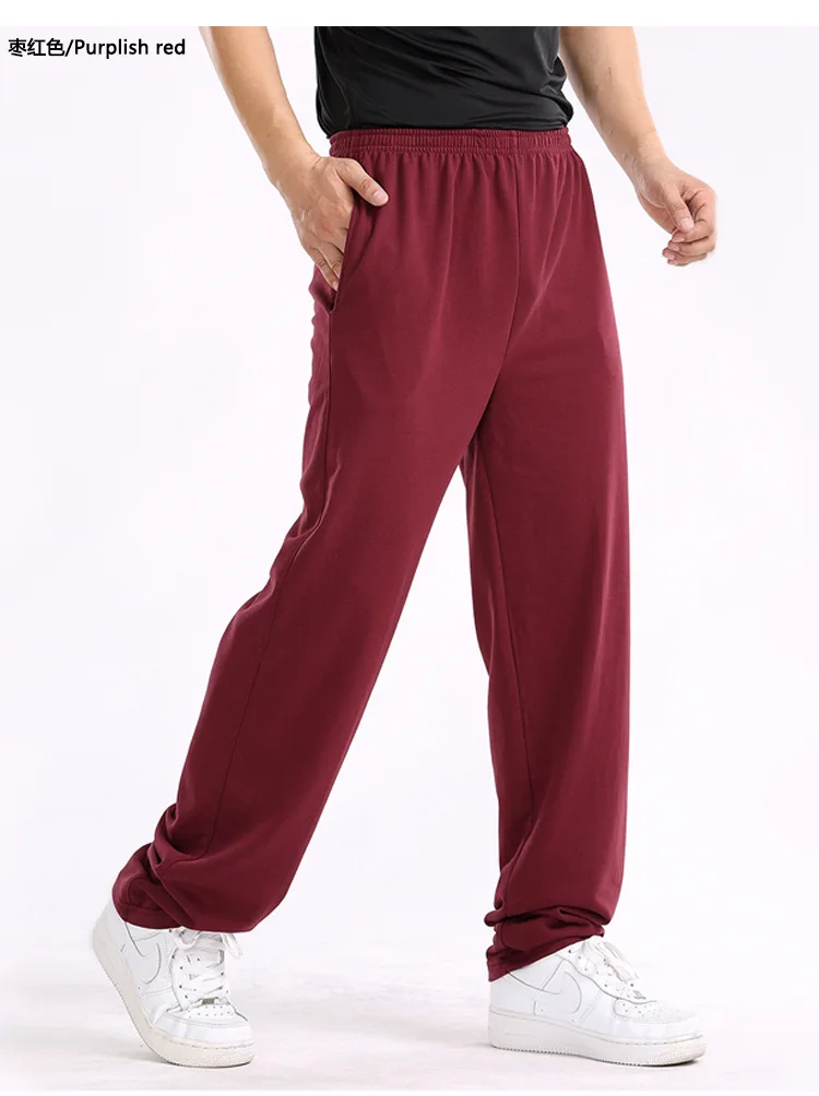 Spring and Summer Thin Elastic Waist Sports Pants for Men Loose Straight Cotton Casual Long Pants for Men Plus Size Fat Pants