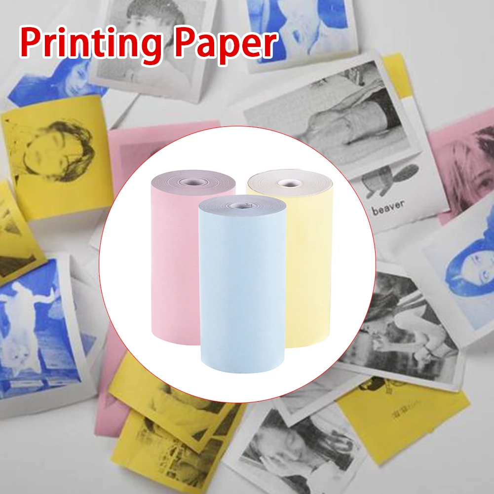 Impresora fotográfica portátil para Hotel, papel térmico pequeño, multifunción sólido, 57x30mm, para supermercado, 3 colores por juego