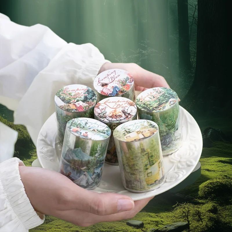 

1Roll/3RoII Camping Plan Series PET Seamless Tape 6 Styles Camping Scenery-Themed Decorative Supplies