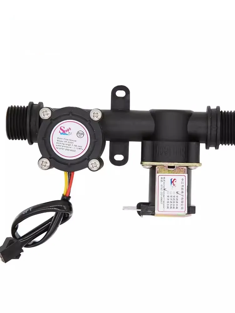 Water Flow Meter Sensor Indicator Counter with Solenoid Valve Automatic Billing System for Water Heaters Water Dispenser G1/2