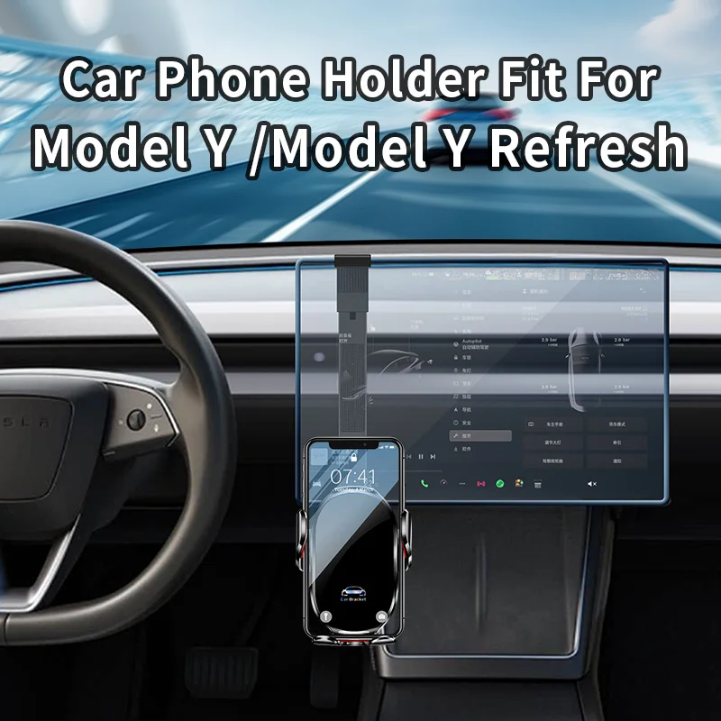 

Car Phone Holder Specifically For Tesla ModelY And Y Refresh Features with Aluminum AlloyPhone Mount Base Easy Installation