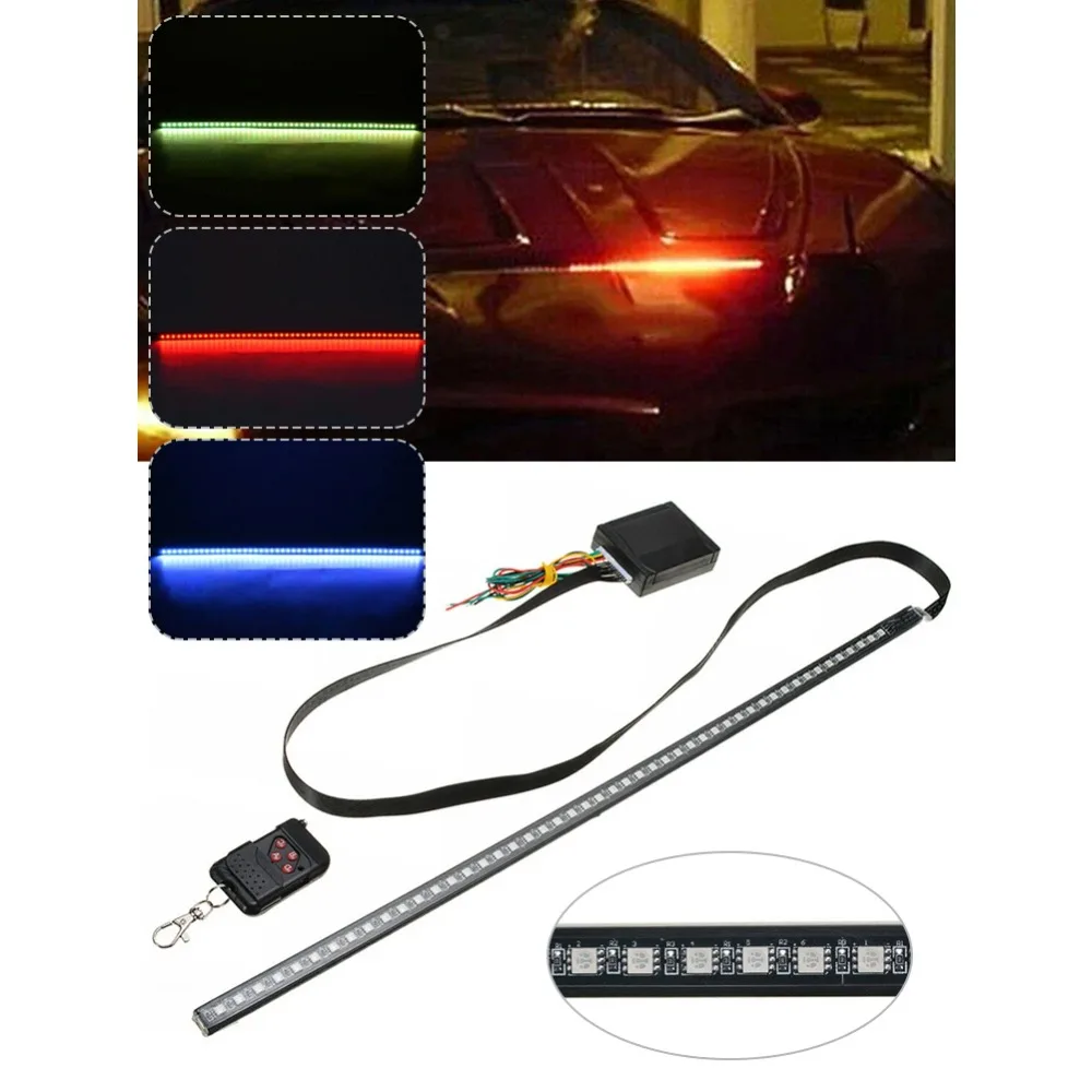 عالية الجودة 22 بوصة 48LED RGB ماسح ضوئي للسيارة فارس رايدر ستروب شريط إضاءة فلاش + جهاز التحكم عن بعد لأضواء LED للسيارة أدوات اكسسوارات السيارات #1