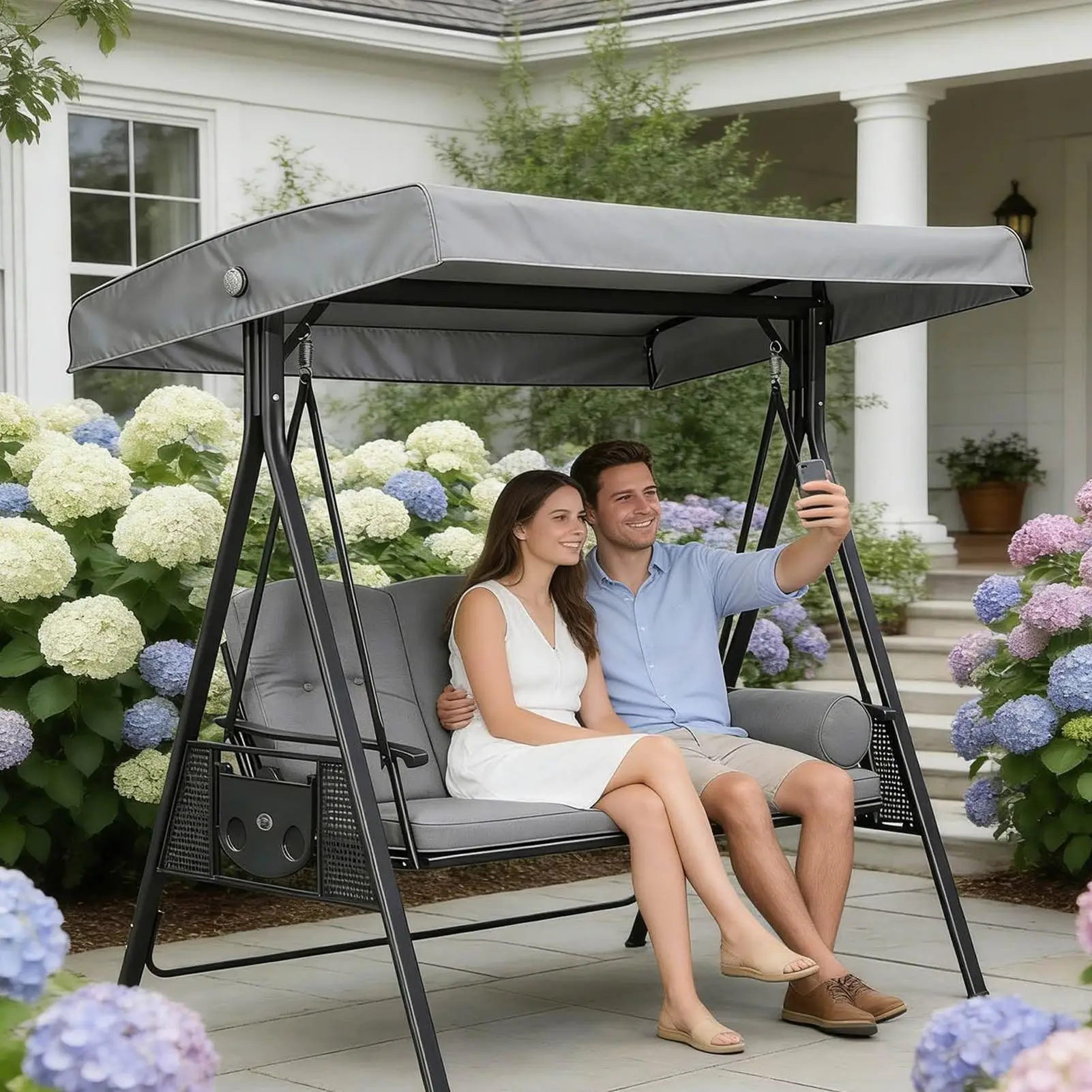 Garden Courtyard Swing Chair Rain-Proof Sun Protection Cover Oxford Canvas Waterproof Swing Top Roof Canopy Shelter Cover