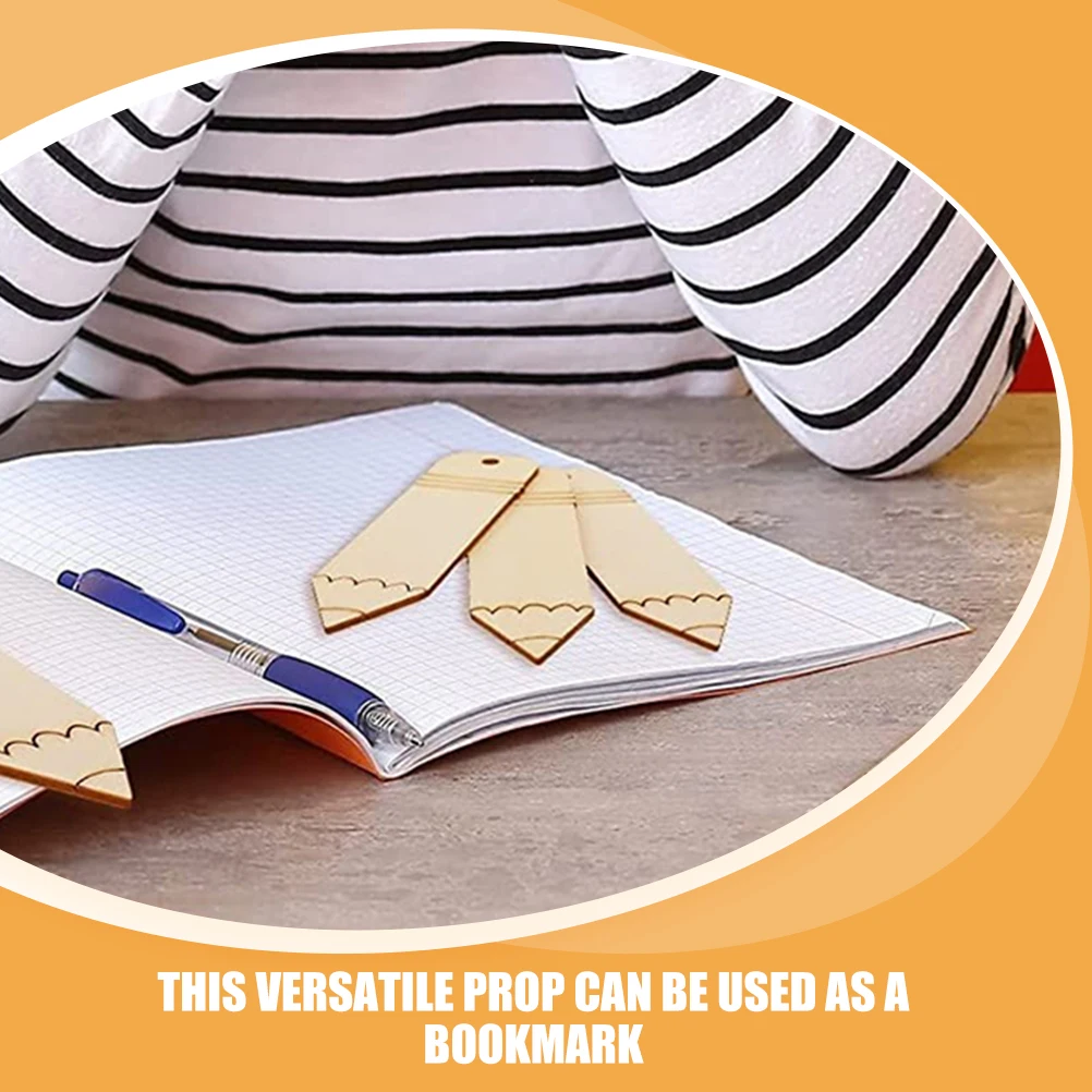 

20pcs Wooden Bookmarks Blank Diy Unfinished Wood Tags Pencil Shaped Sturdy Craft Bookmark For Students Writers Readers