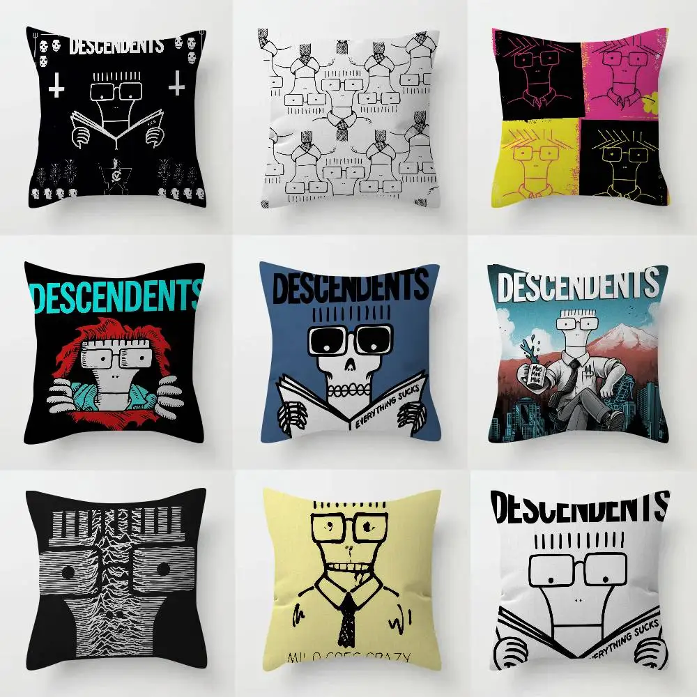 Housse de coussin Rock Punk Bands Album Descendents, cadeau, décoration pour la maison, le bureau, la chambre, le canapé, la voiture, 45x45