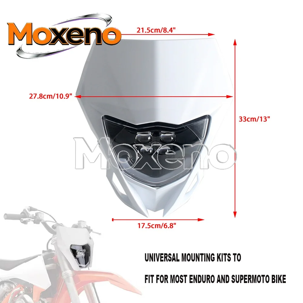 For Yamaha WR250F WR450F YZ125 YZ250 YZ450F Honda CRF250R CRF450R KTM EXC Motorcycle Dirt Bike Headlight High Low Beam Universal
