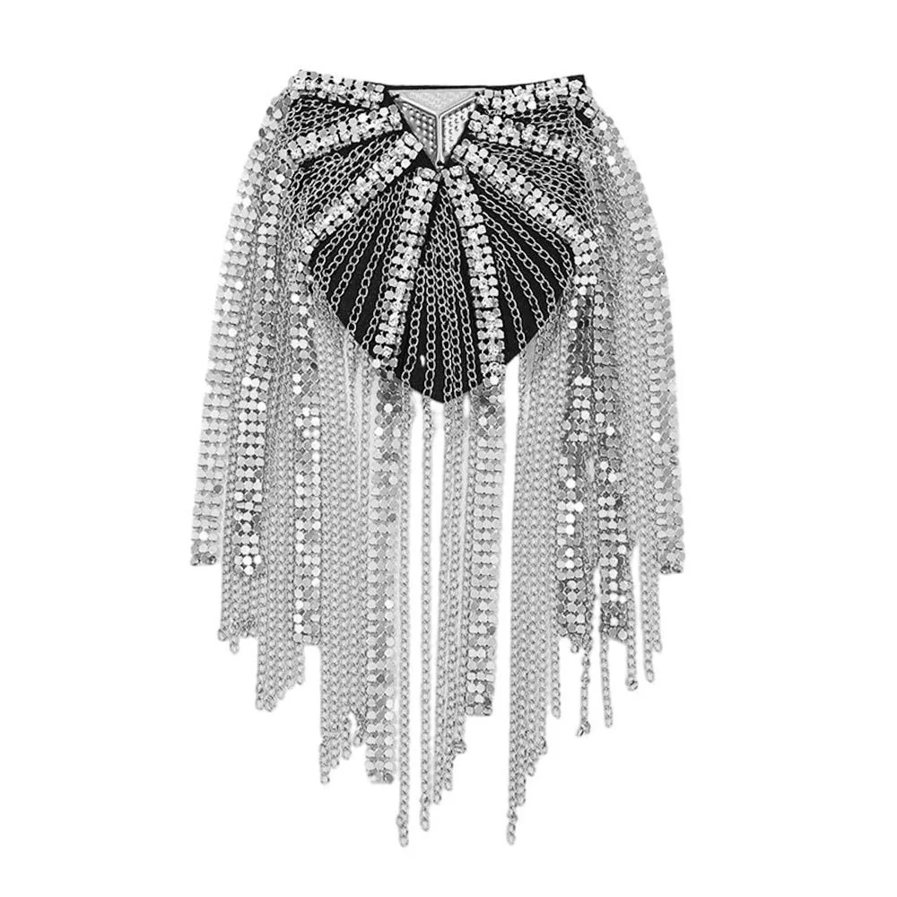 Exquisite Epaulets Tassel Chain Epaulette Brooch Punk Brooch Shoulder Board Breastpin Badge Jacket Vintage Brooch Suit