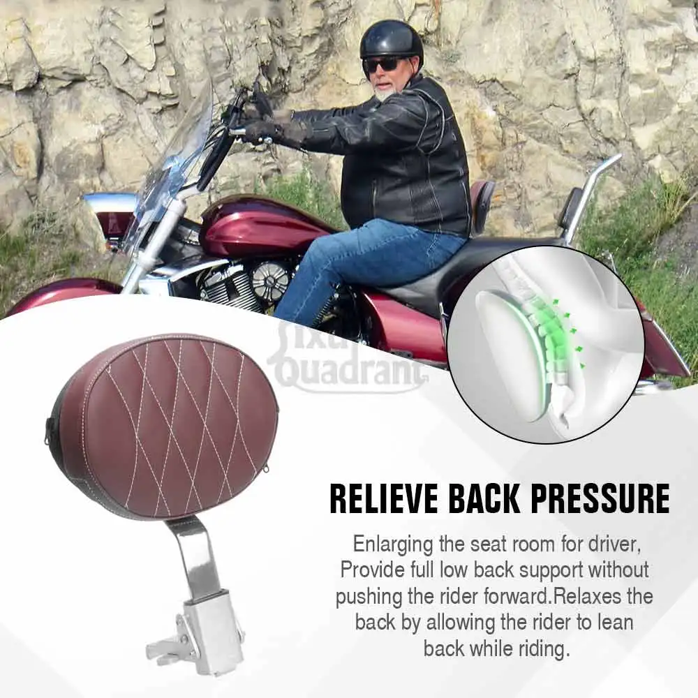 Motorcycle Accessories Adjustable Plug-in Driver Backrest Brown PU Leather Fit For Victory Cross Roads Models  2010-2014