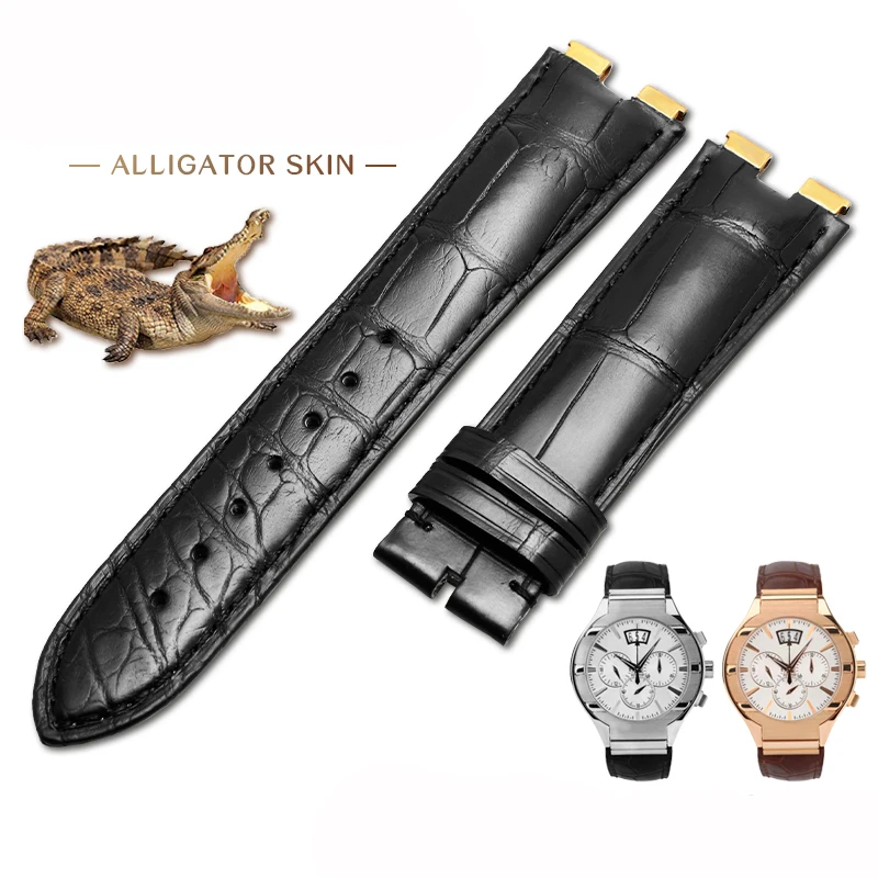 True Crocodile Leather Watchband Strap Metal Interface for Pia-g-et POLO Series 21mm Hand-Stitched Custom Alligator Watch Band