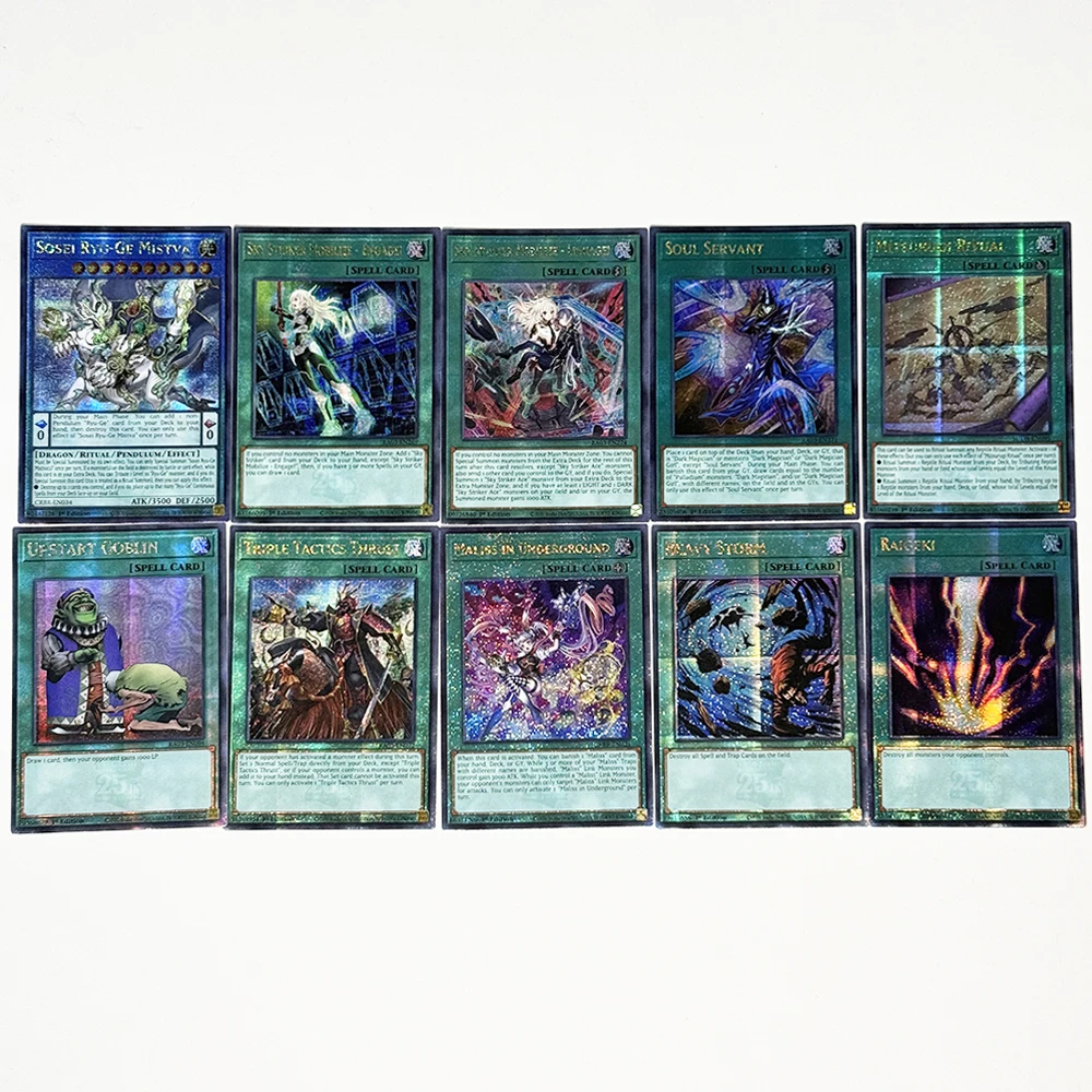 Yu-Gi-Oh! Tarjetas de juego mágicas de la serie QCSCR: Raigeki, Maliss en Underground Heavy Storm, Mitsurugi, Ritual Soul Servant, Upstart Goblin