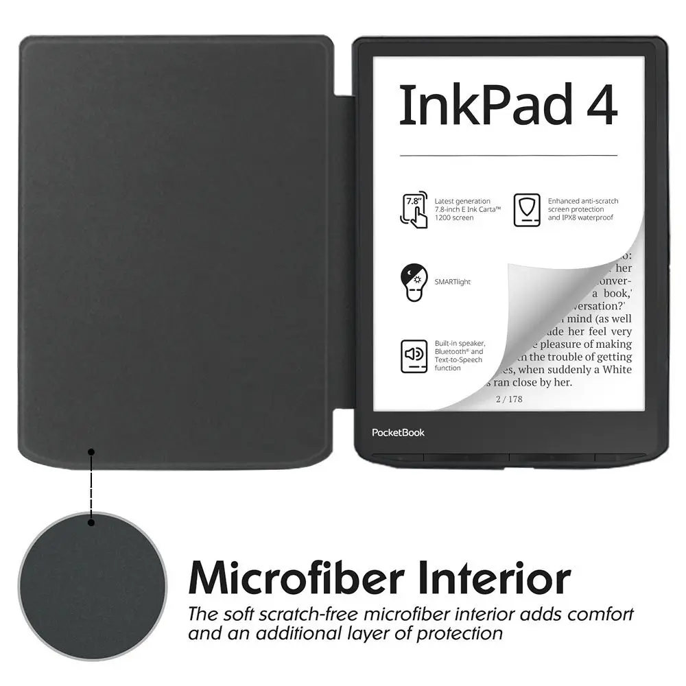 PU Leather e-Reader Case Auto Wake Sleep Filio Cover Ultra SlimTablet Case For PocketBook InkPad 4/Color 2/3