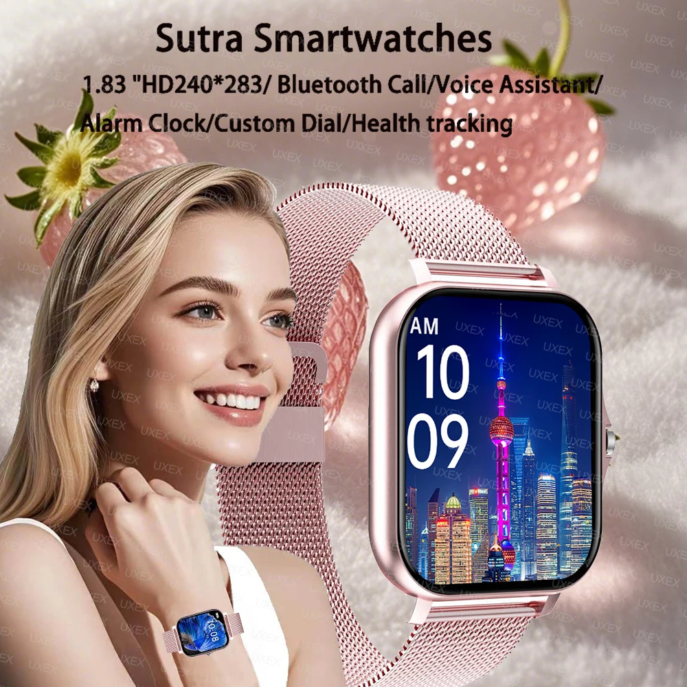 Woman Electronic Smart Watch BT Call 1.83 Inch Touch Screen Monitor Smartwatch Fitness Tracker Sport Watches For Man Android IOS