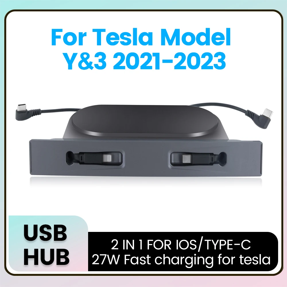 

Автомобильный USB-шунт для Tesla model 3, модель y 2021-2023, 27 Вт, док-станция для быстрой зарядки с портом USB Type-C, автомобильные аксессуары