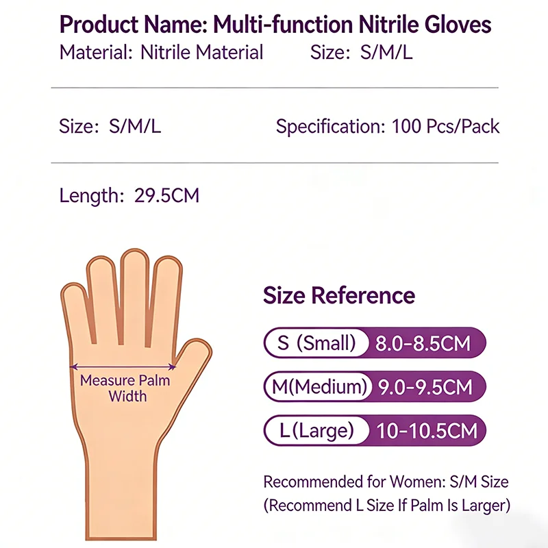 50/30/20PCS Light Pink Disposable Nitrile Gloves Waterproof Anti-static Durable Light Pink Gloves For Kitchen Cooking Tools