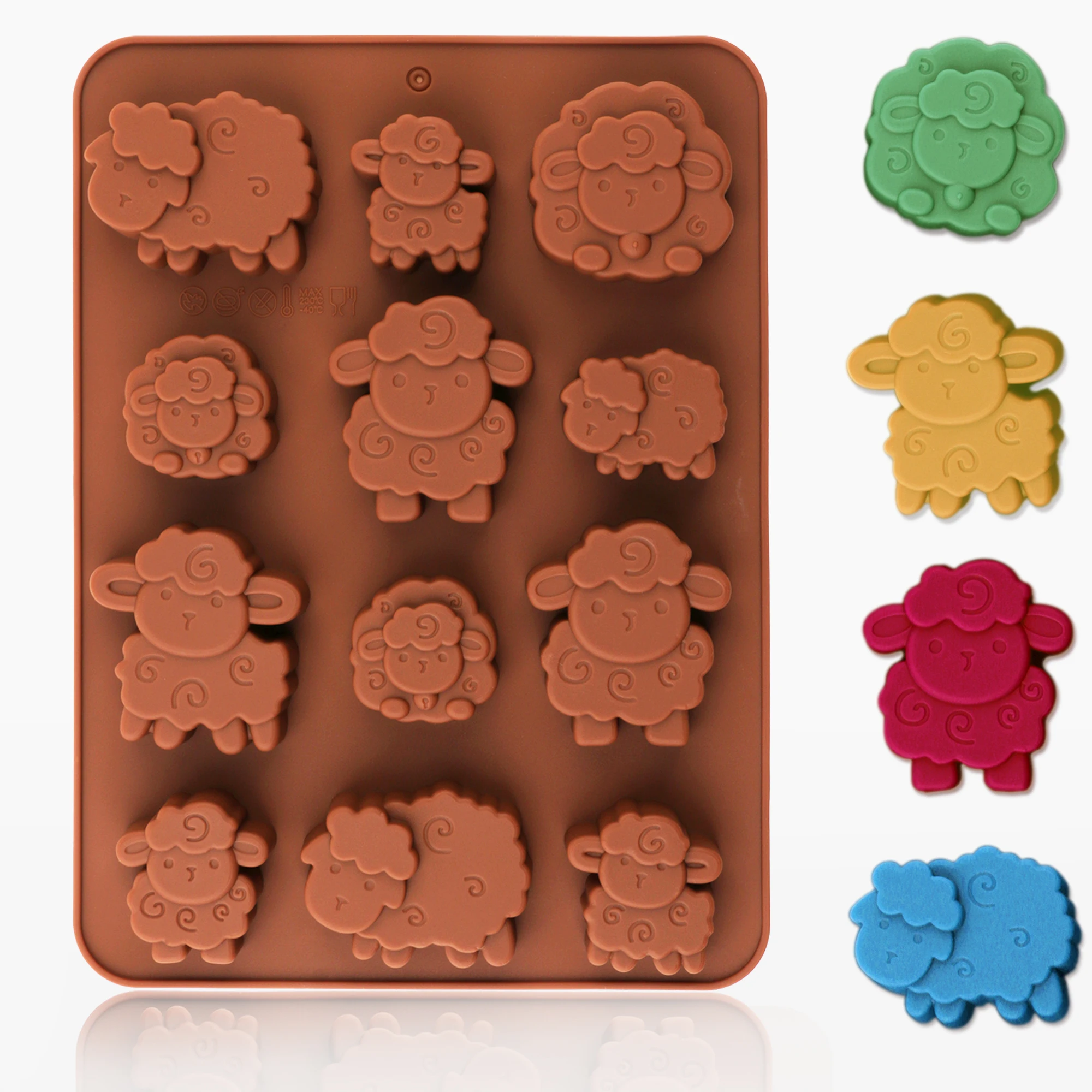 1Pack Silicone Eid Lamb Candy Mold, 3D Sheep Shaped Brown Silicone Chocolate Mold for Making Chocolate, Candies, Desserts, Cakes