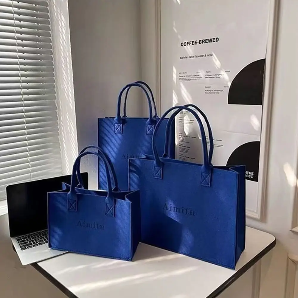 Bolso de hombro de fieltro de gran capacidad para mujer, bandolera de viaje de Color sólido, sencillo, S/M/L, 1 piezas