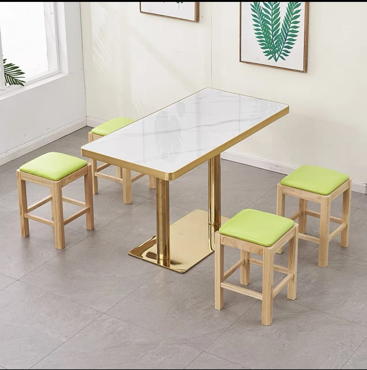 Fast food tables and chairs, solid wood stools, snack bar, catering, commercial, rock slab, bag Phnom Penh