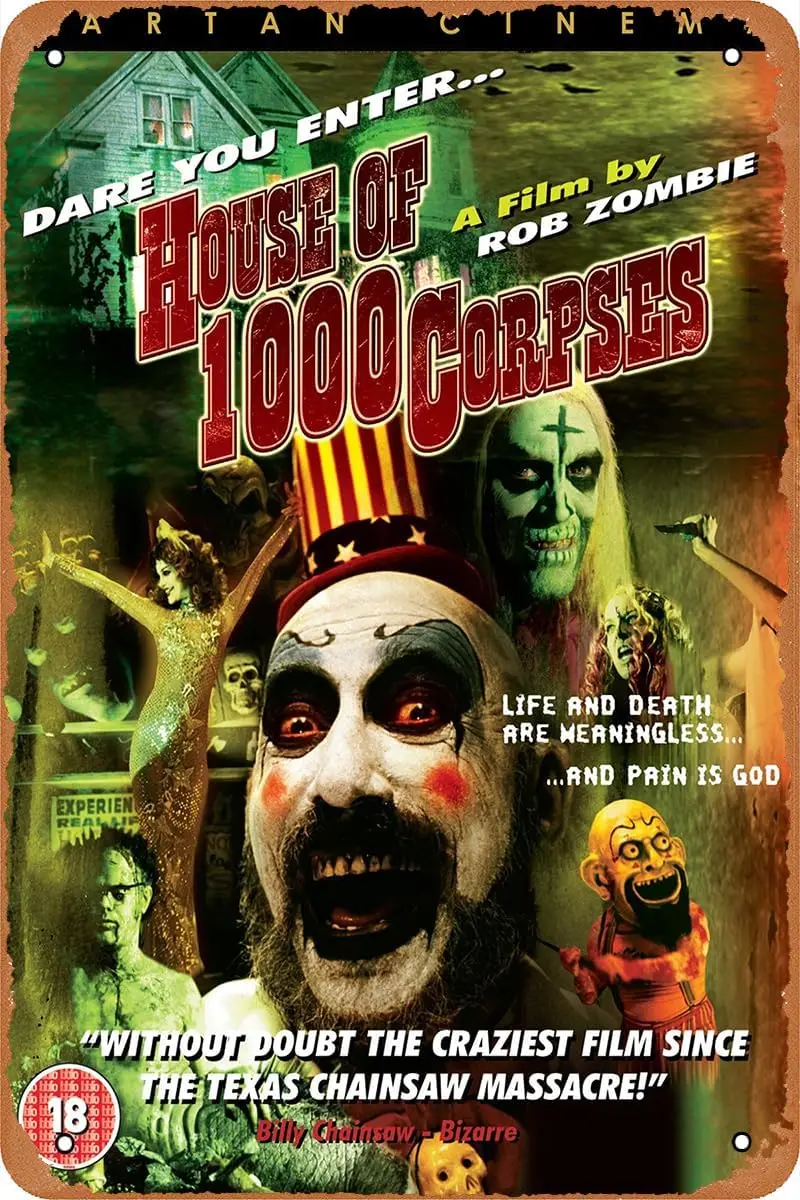 House of 1000 Corpses Horror Movie Poster Vintage Tin Sign for Bar Club Man Cave Garage Home Wall Art Decor Gift Retro Meta sign