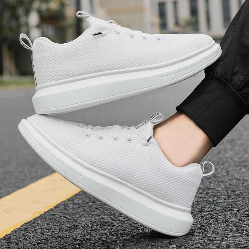 BKQU 2024 Comfortable Men Sneakers Casual Shoes Breathable Leisure Male Footwear Knit Walking Sport Athletic