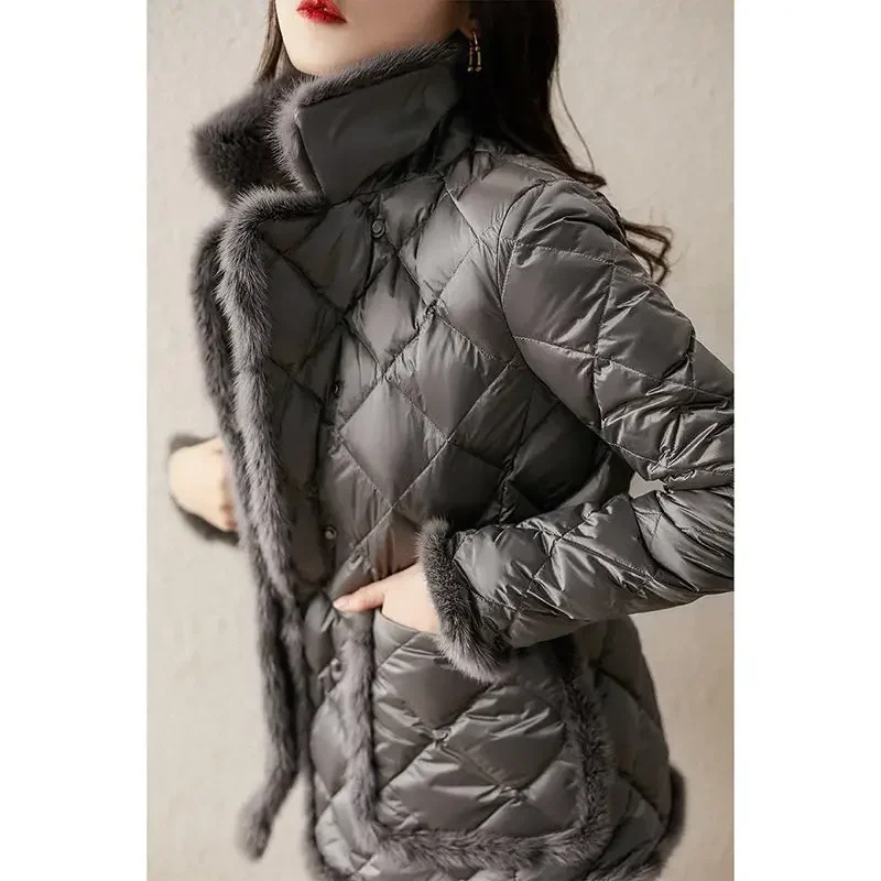 Parka Women Plus Size Padded Coat 2023 Winter Down Cotton Padded Clothes Artificial Mink Hair Splicing Warm Parkas Jackets Woman