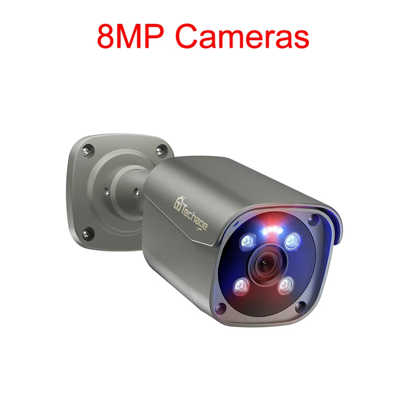 Techage 4MP 5MP 4K Beveiliging Metalen POE IP Camera H.265 Outdoor Tweeweg Audio Video Surveillance AI IP camera voor NVR Systeem