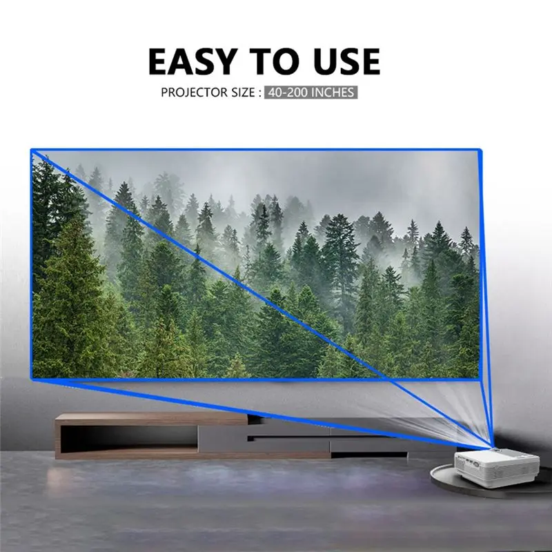 *A12R 1080P Projector 12000LM Home Theater Video Projector with WiFi+BT for HD, USB, VGA, AV, IOS and Android Phone(US Plug)