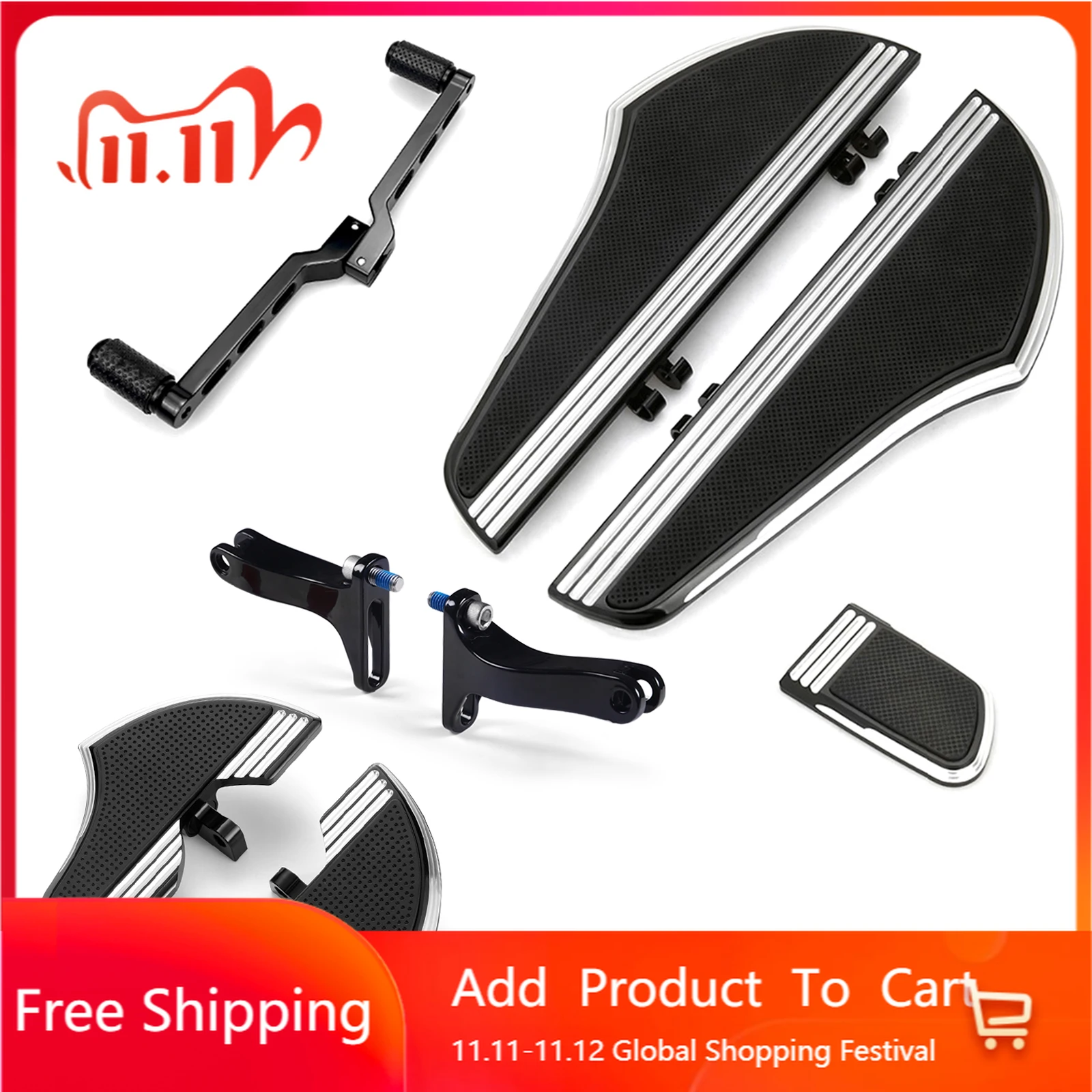 

STLF For Touring FLT FLHR Anodized Machine Cut Defiance Passenger Footboard Kit Heel Toe Shift Levers Rear Pedal 1980-up