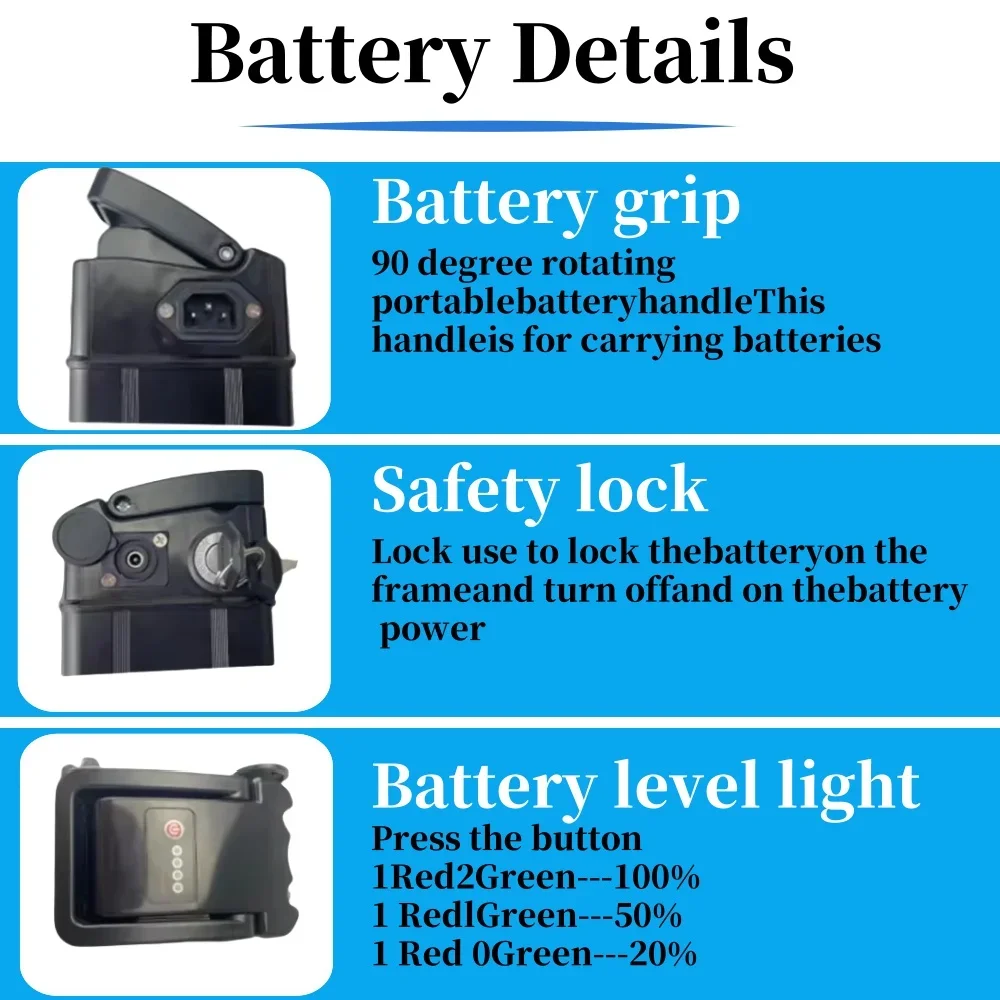 36V 20Ah/20000mAH Lithium Silver Fish Rechargeable Replacement Batterie Akku for 350W 500W 750W 1000W Li-ion Battery Pack